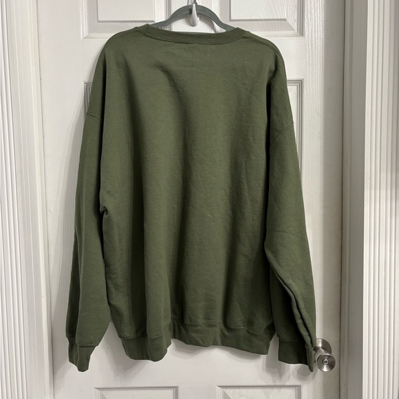 Gildan Green Meowy Christmas Cat Print Sweatshirt Pullover 2XL Cozy Holiday - Picture 7 of 7